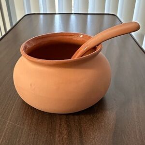 Terracotta Clay Serving Bowl with Ladle